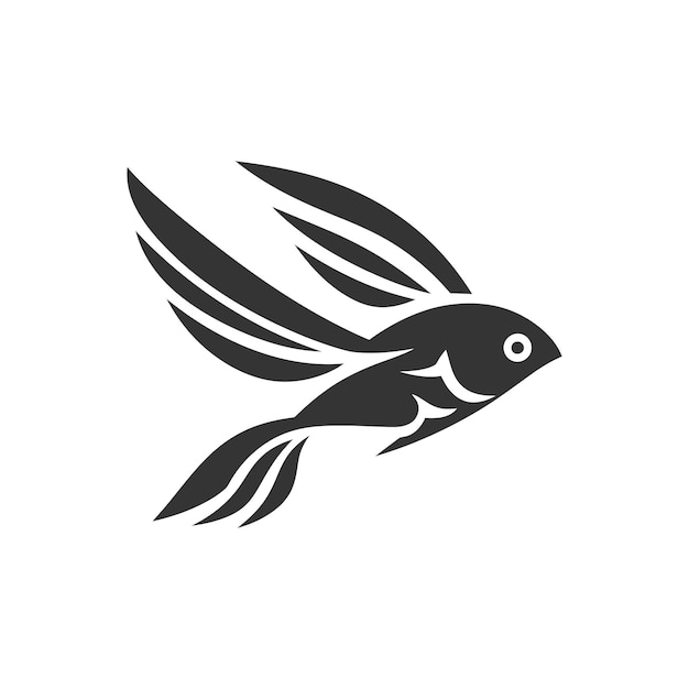 Ícone de peixe voador em fundo branco ilustração vetorial simples