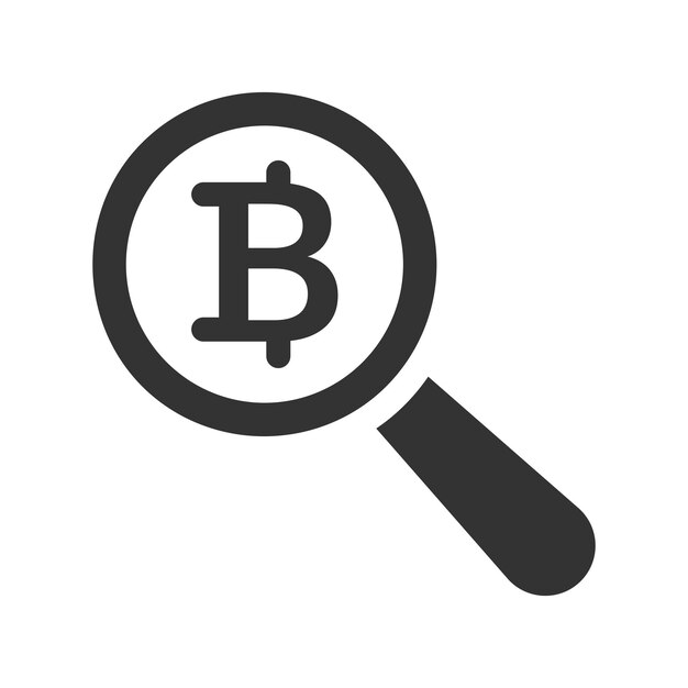 Vetor Ícone de pesquisa de bitcoin