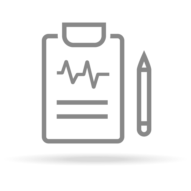 Ícone de pesquisa médica diagnóstica em estilo de linha fina na moda isolado no fundo branco símbolo médico para sua ilustração em vetor de logotipo de aplicativos de design ui