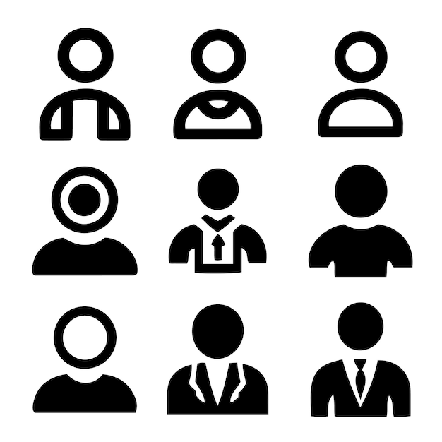Ícone de pessoas definido em estilo plano de moda Símbolo de pessoa para infográficos Design de site Logotipo e aplicativos