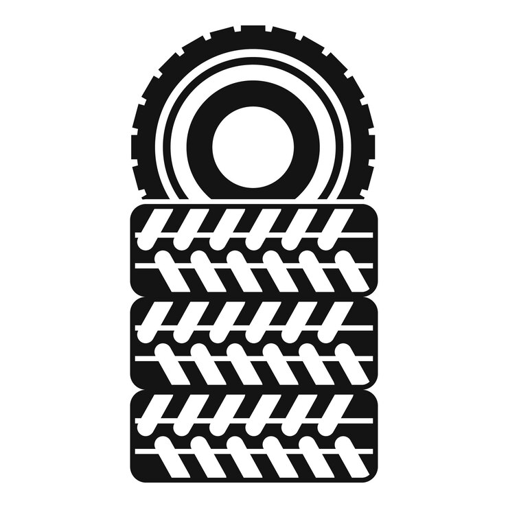 Vetor ícone de pilha de pneus em estilo simples em uma ilustração vetorial de fundo branco