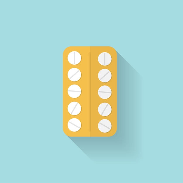 Ícone de pílulas médicas planas Símbolo de comprimidos Cuidados de saúde