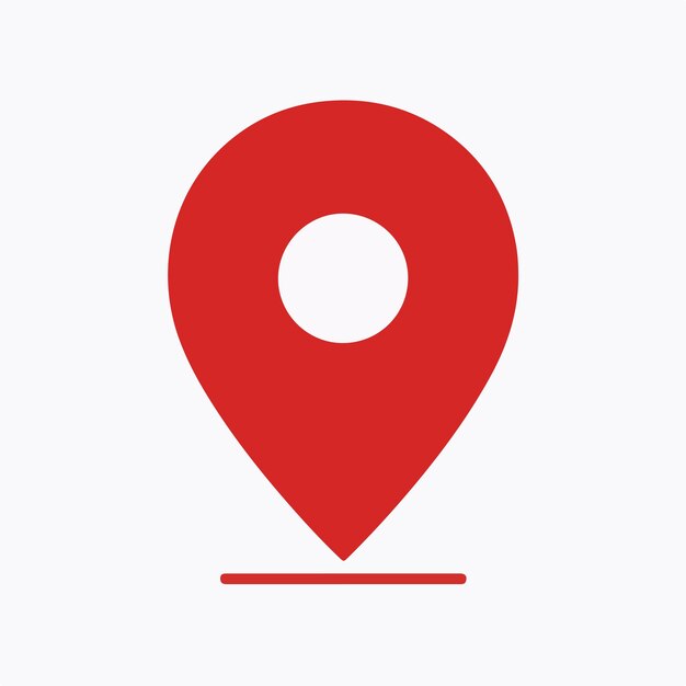 ícone de pin de localização vermelho mínimo em fundo branco