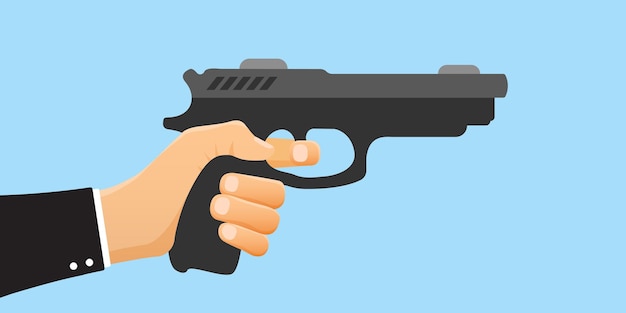 Ícone de pistola de mão em estilo plano Ilustração vetorial de símbolo de arma de fogo em fundo isolado Sinal de negócios de munição de rifle