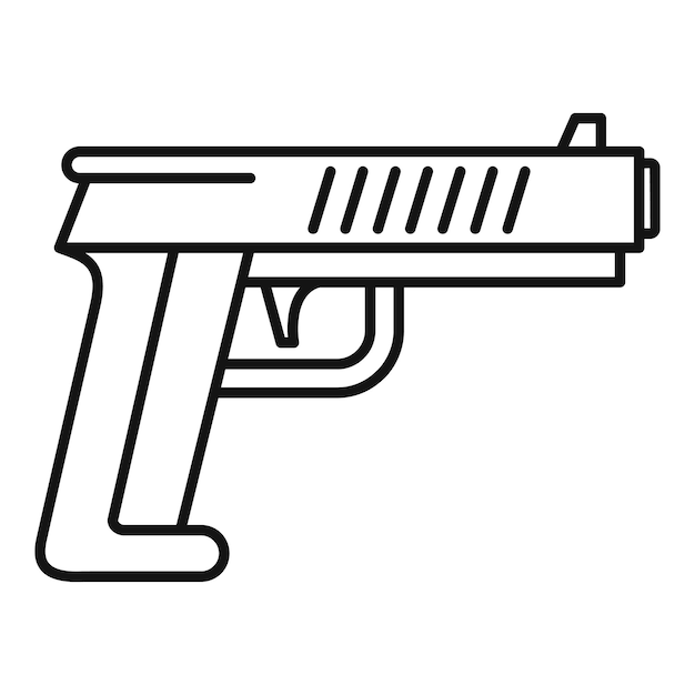 Ícone de pistola policial esboço ícone vetor de pistola policial para web design isolado em fundo branco