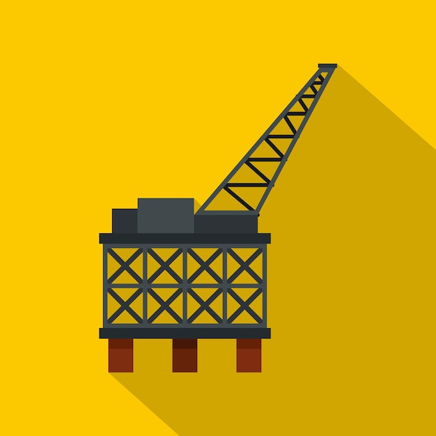 Ícone de plataforma de extração de petróleo ilustração plana de ícone vetorial de plataforma de extracção de petróleo para web isolado em fundo amarelo