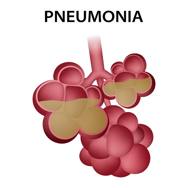 Vetor Ícone de pneumonia alveolar ilustração realista de ícone de vetor de pneumonia alveolar para design web isolado em fundo branco