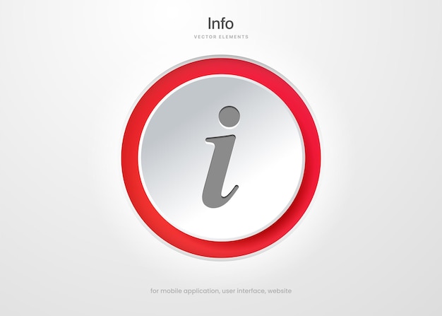 ícone de ponto de informação vermelho 3D. eu símbolo do ícone. Símbolo de ajuda e dica. Símbolo de perguntas frequentes e detalhes. Ícone de informações