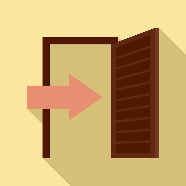 Ícone de porta de madeira aberta ilustração plana do ícone vetor de porta de madeira aberta para web design