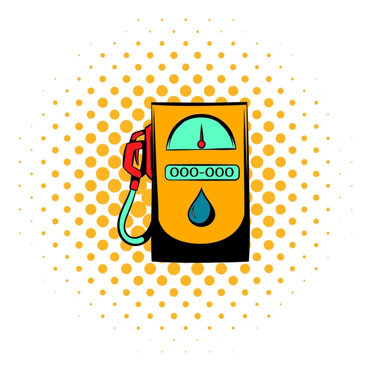 Vetor ícone de posto de gasolina em estilo de quadrinhos em um fundo branco