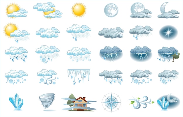 Ícone de previsão do tempo com fundo brilhante. ícones do tempo para seus infográficos