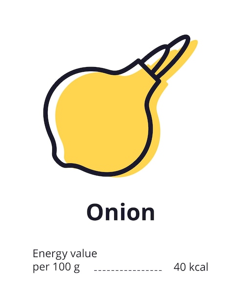 Vetor Ícone de produto vegetariano saudável um ícone de cebola valor energético da ilustração vetorial de cebola