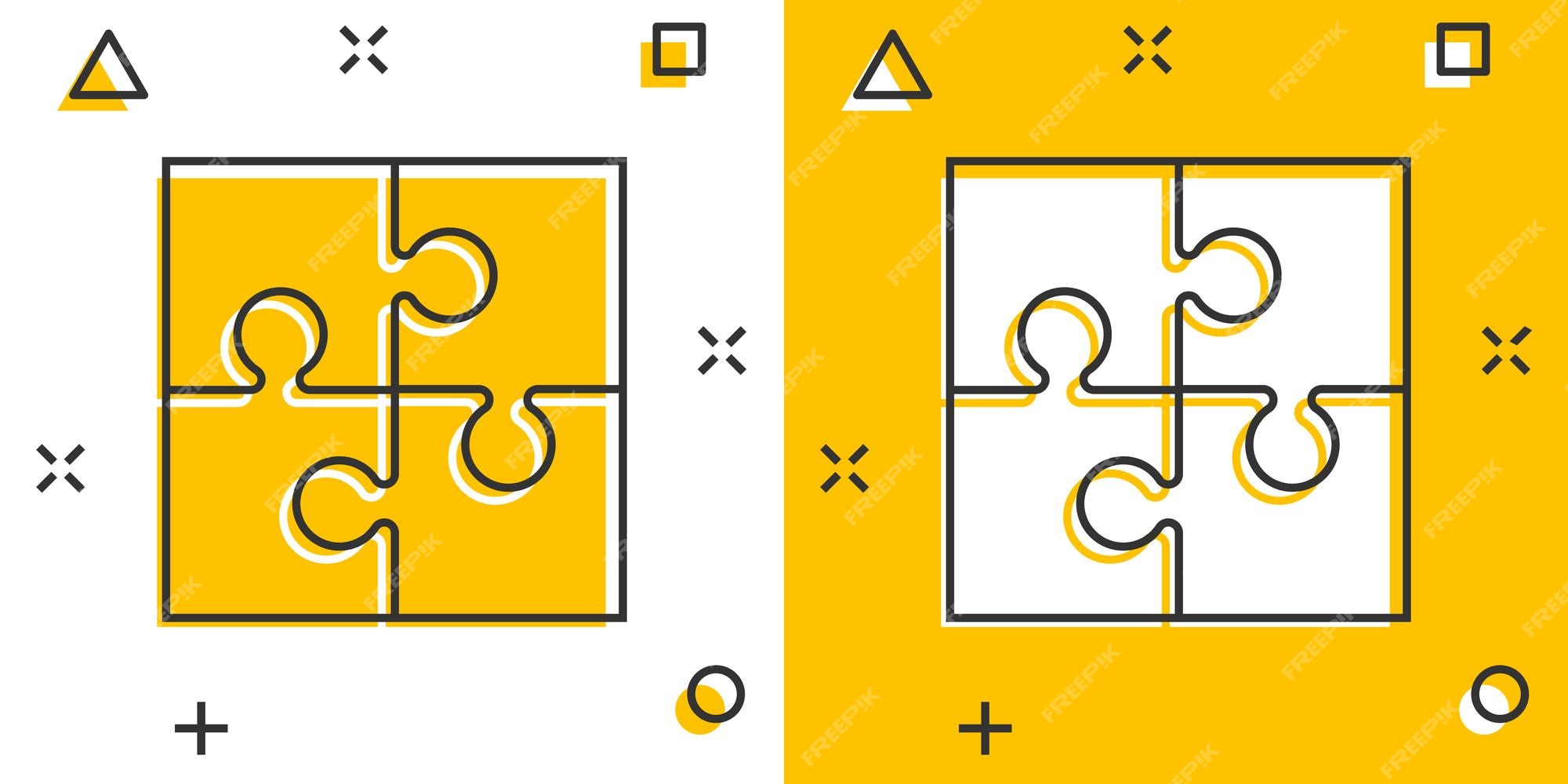 ícone de quebra-cabeça dos desenhos animados em estilo cômico. pictograma  de ilustração de sinal de quebra-cabeça. conceito de negócio de respingo de  jogo de brinquedo. 20097972 Vetor no Vecteezy