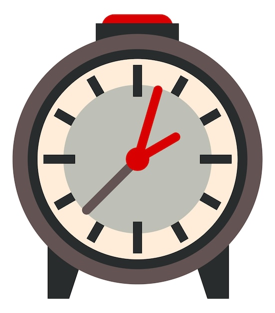 Vetor Ícone de relógio. relógio redondo plano com botão vermelho em cima isolado no fundo branco