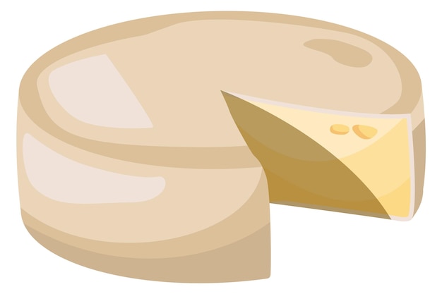 Vetor Ícone de roda de queijo cortado cabeça dura de desenho animado
