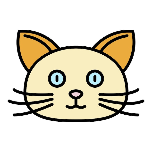 Ícone de rosto de gato doméstico contorno de ícone de rosto de gato doméstico cor plana isolada