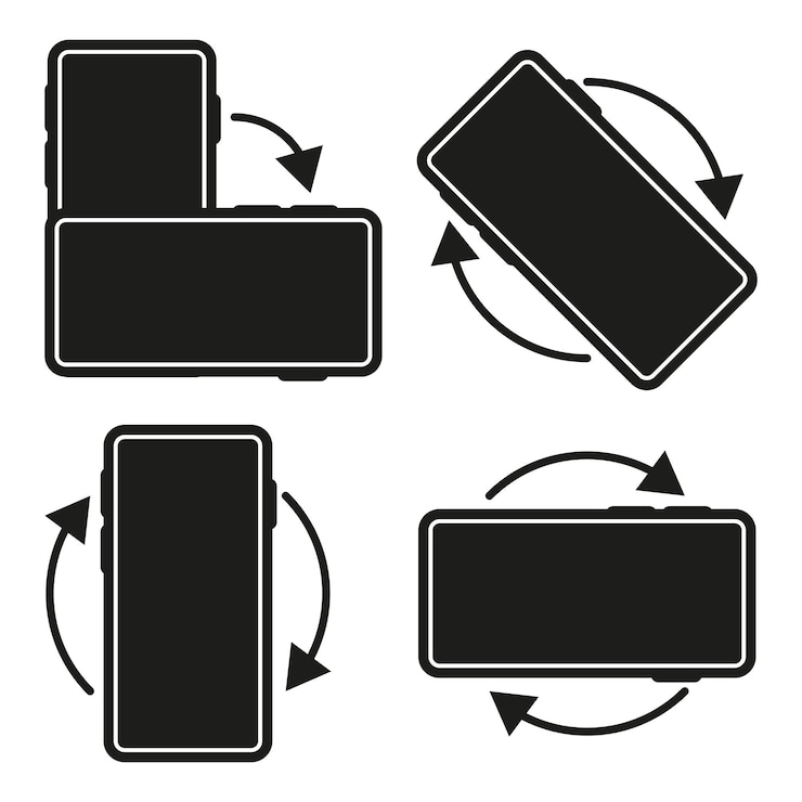 Vetor ícone de rotação do smartphone ecrã móvel em diferentes orientações símbolos de seta rotativa