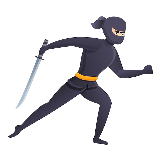 Ícone de samurai em corrida Ícone vetorial de samurais em corrida para design web isolado em fundo branco