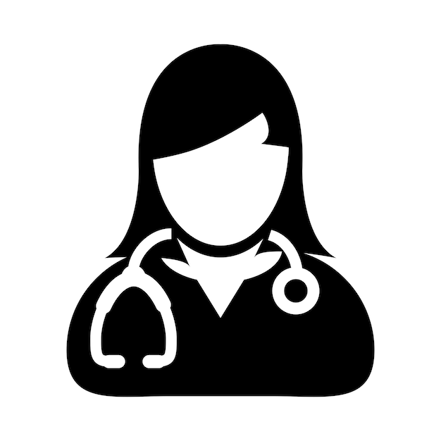 Ícone de saúde vector avatar de perfil de pessoa médica com estetoscópio para consulta médica
