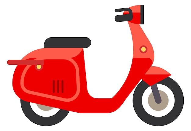 Ícone de scooter vermelho vista lateral do ciclomotor dos desenhos animados