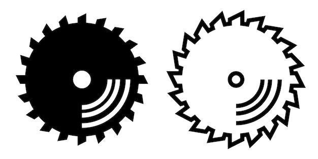 Vetor Ícone de serra circular sinal ou símbolo em estilo de glifo e linha isolado em fundo transparente ilustração vetorialx9