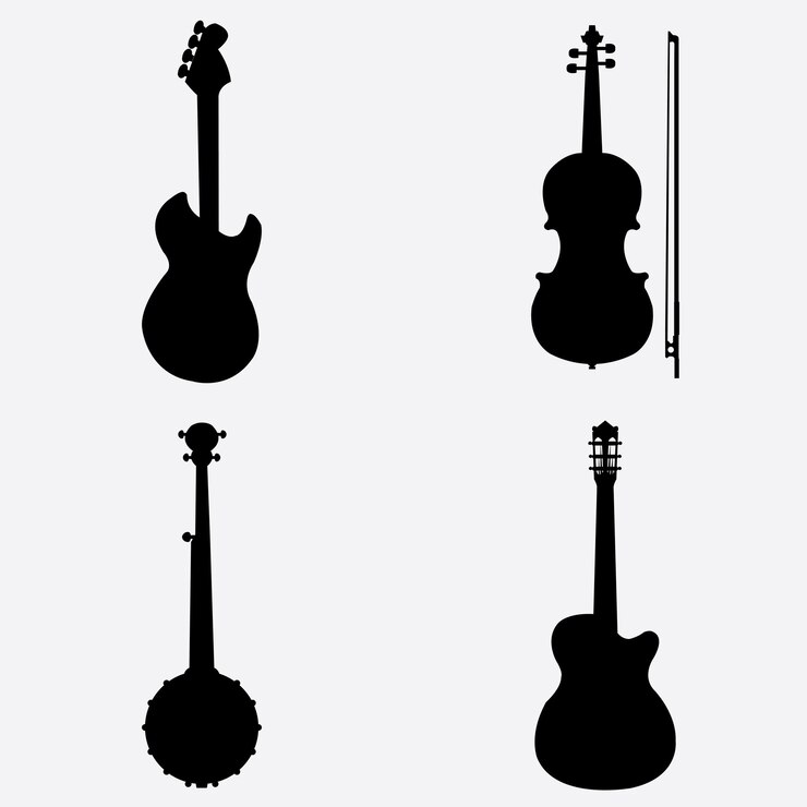 Vetor ícone de silhueta de instrumento de cordas