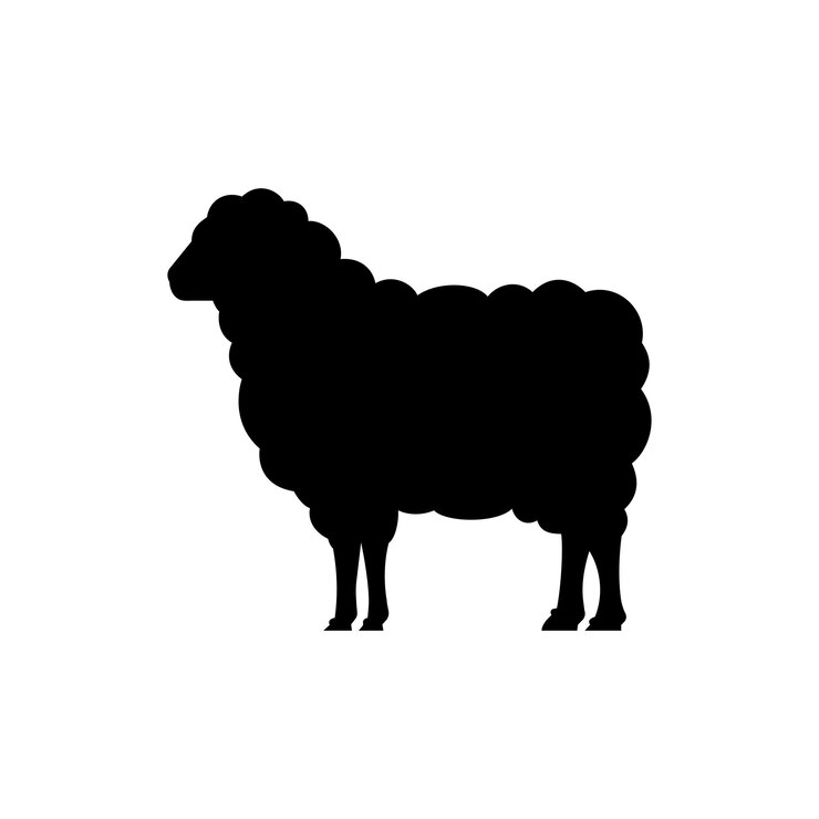 Vetor ícone de silhueta de ovelha vetor ícone de glifo sólido de ovelhas de fazenda conceito de gado signo kur em branco
