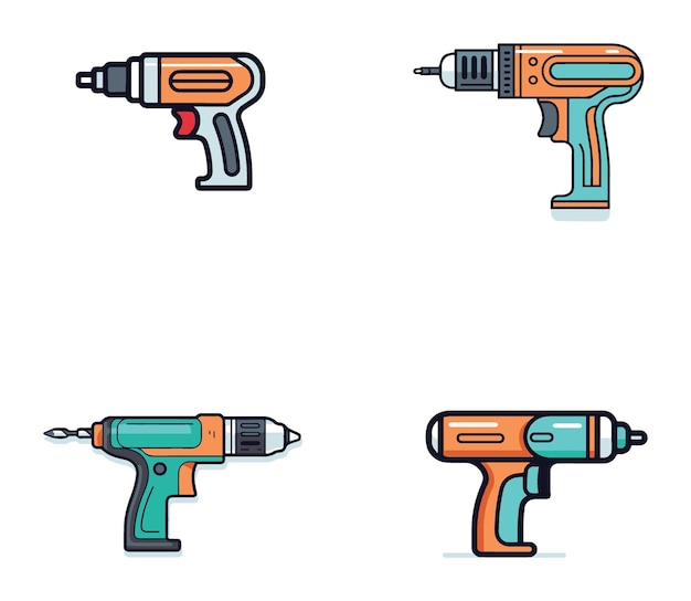 Vetor Ícone de silhueta vetorial ilustrada mínima de perfuração de potência plana