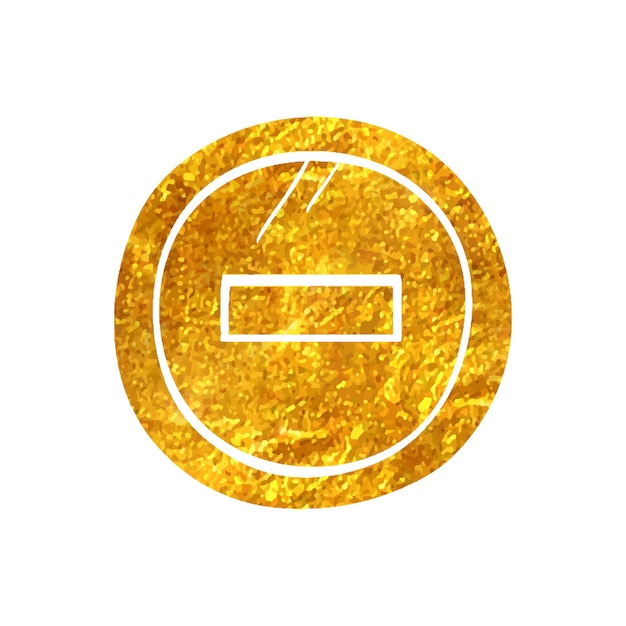 Ícone de sinal de pare desenhado à mão em ilustração vetorial de textura de folha de ouro