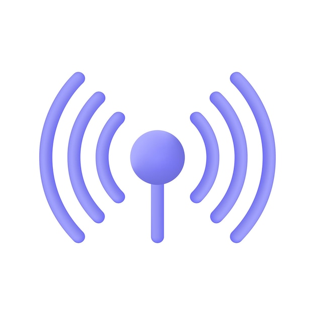 Vetor Ícone de sinal wifi 3d em estilo de desenho animado o conceito de uma boa conexão de rede ilustração vetorial de sinal isolada em fundo branco