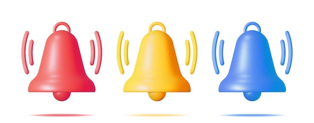 ícone de sino de notificação 3D isolado