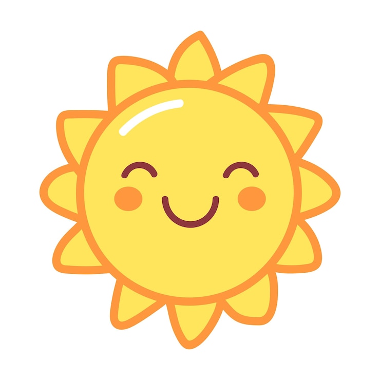 Vetor ícone de sol de desenho animado bonito