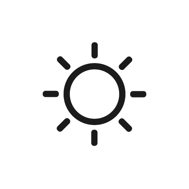 Ícone de sol isolado na ilustração vetorial de fundo branco