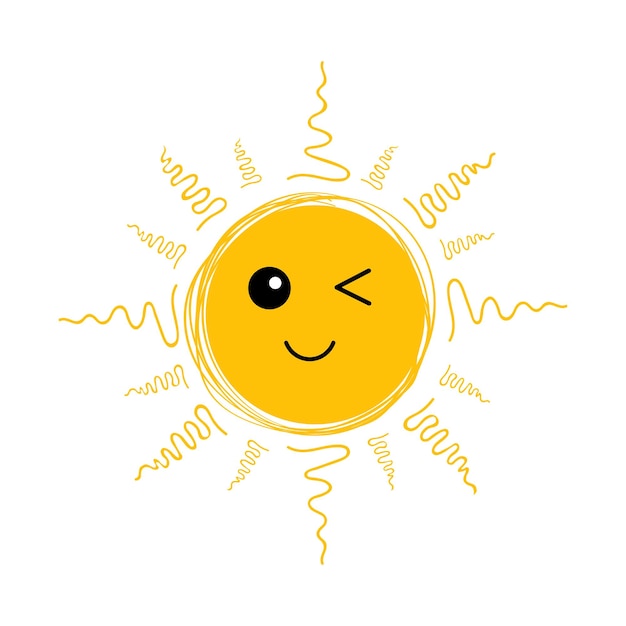 Vetor Ícone de sol plano pictograma de sol símbolo de verão de vetor na moda para design de site botão da web aplicativo móvel vector doodle sóis