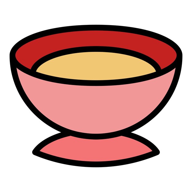 Ícone de sopa de creme de ervilha vetor de contorno tigela de lentilha cor plana de caldo de carne
