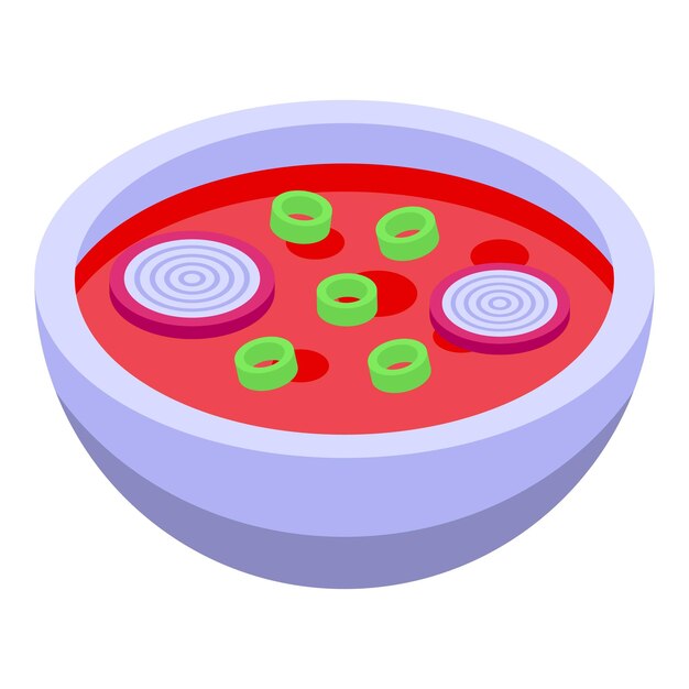 Vetor Ícone de sopa vermelha indiana isométrica do ícone vetor de sopa vermelha indiana para web design isolado em fundo branco