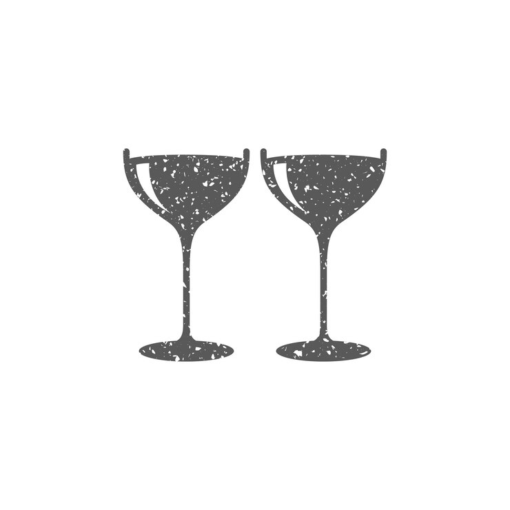 Vetor ícone de taça de vinho em ilustração vetorial de textura grunge