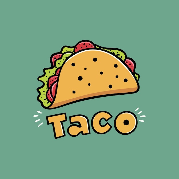 Ícone de taco fofo de desenho animado