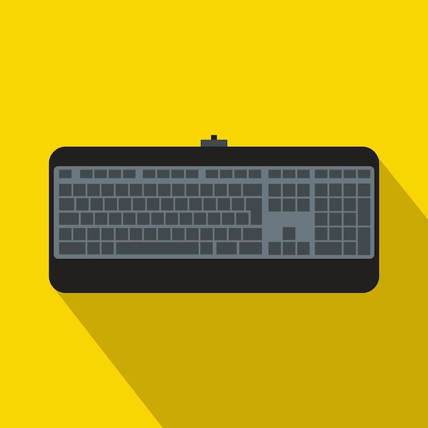 Ícone de teclado de computador preto em estilo simples em um fundo amarelo