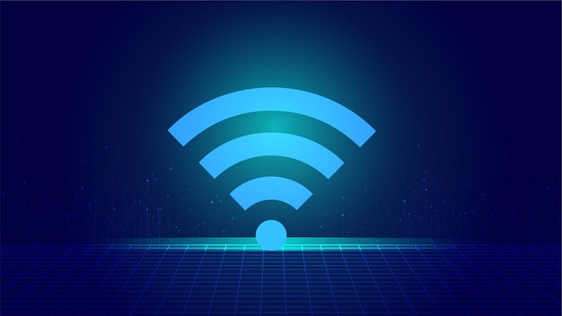 Ícone de tecnologia de vetor de internet wi-fi com design de malha de arame de baixo poli abstrato de conectar ponto e vetor de linha