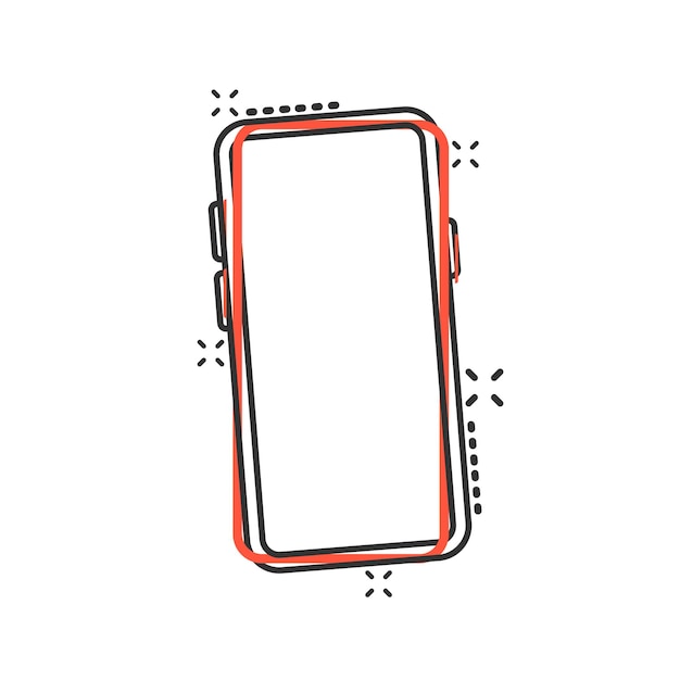 Ícone de tela em branco do smartphone em estilo cômico desenho animado do telefone móvel