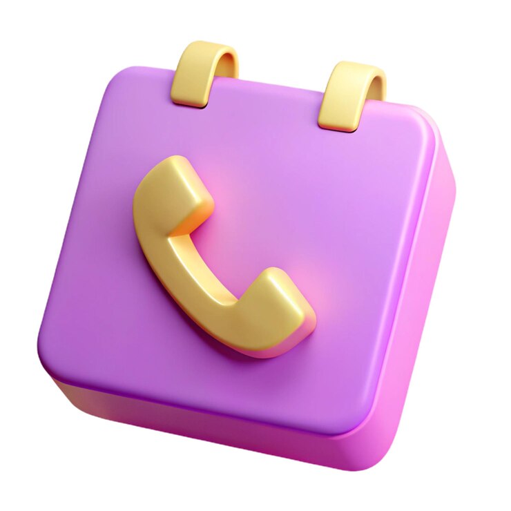 Vetor ícone de telefone renderizado em 3d em fundo rosa