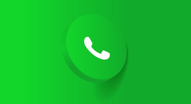 Ícone de telefone verde 3d, chamada recebida, chamada, conversa por voz, símbolo de contato para celular, mídia social.