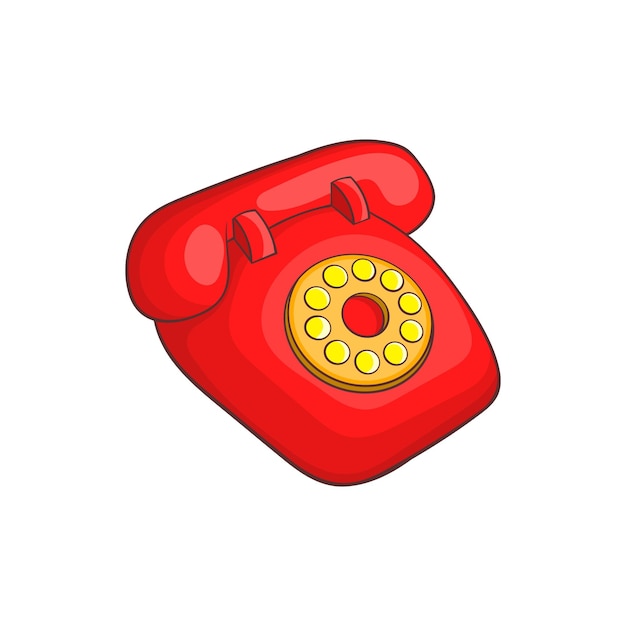 Vetor Ícone de telefone vermelho retrô em estilo cartoon sobre um fundo branco