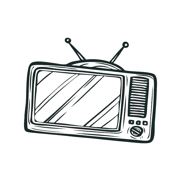 ícone de televisão ilustração estilo de desenho a lápis