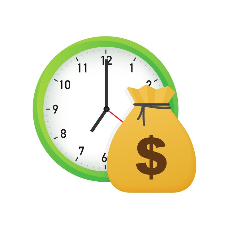 Ícone de tempo é dinheiro Economia de dinheiro Negócios e gestão Ilustração vetorial