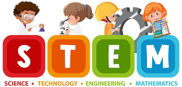 Ícone de texto educacional stem colorido