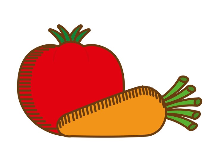 Vetor ícone de tomate e cenoura vegetal