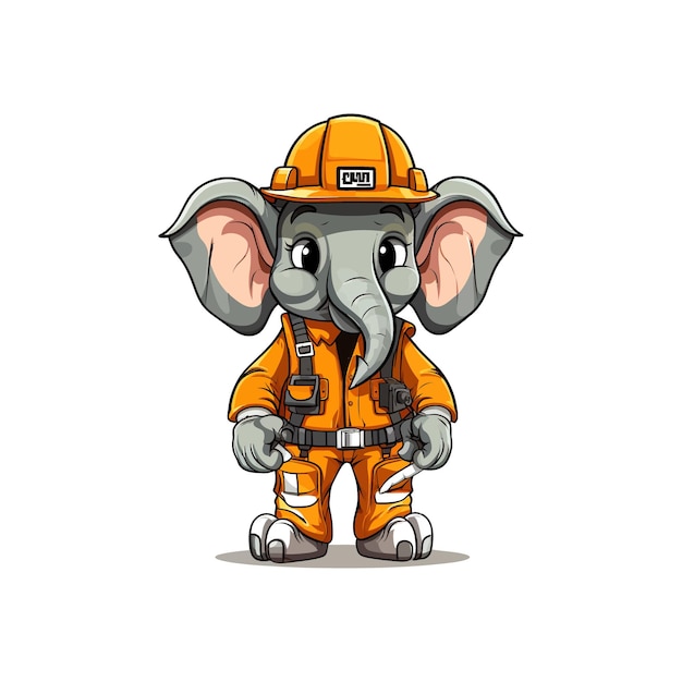 Ícone de trabalhador elefante desenho de ilustração vetorial