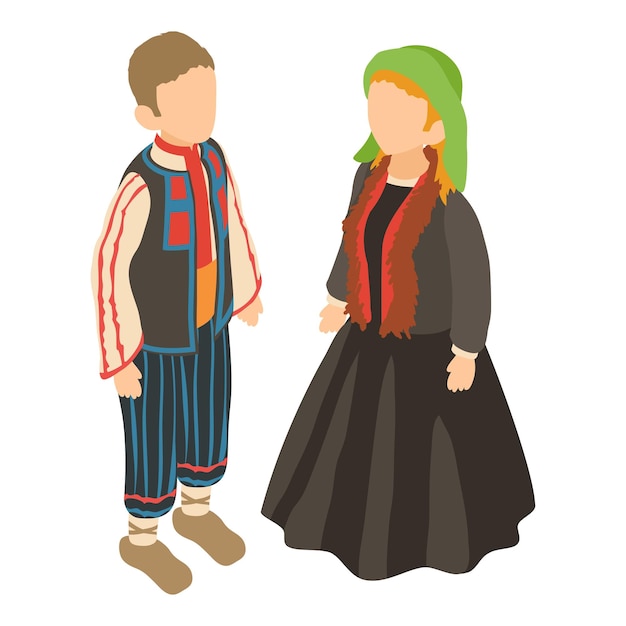Vetor Ícone de traje tradicional vetor isométrico casal belga em ícone de vestido nacional cultura histórica de roupas tradicionais